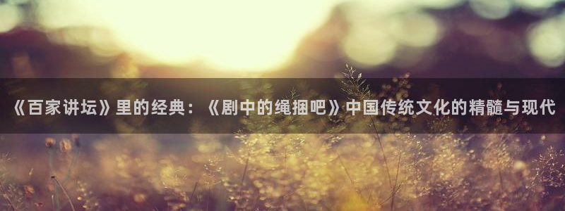 在线观看免费宅男视频：《百家讲坛》里的经典：《剧中的绳捆吧》中国传统文化的精髓与现代